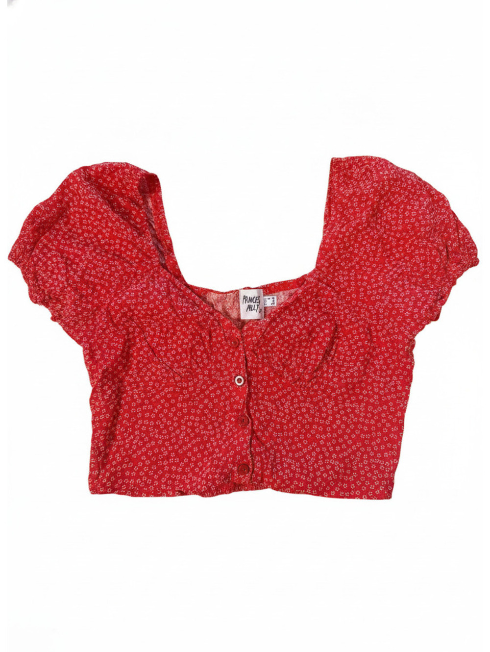 Princess Polly Red Floral Cropped Top Size 8